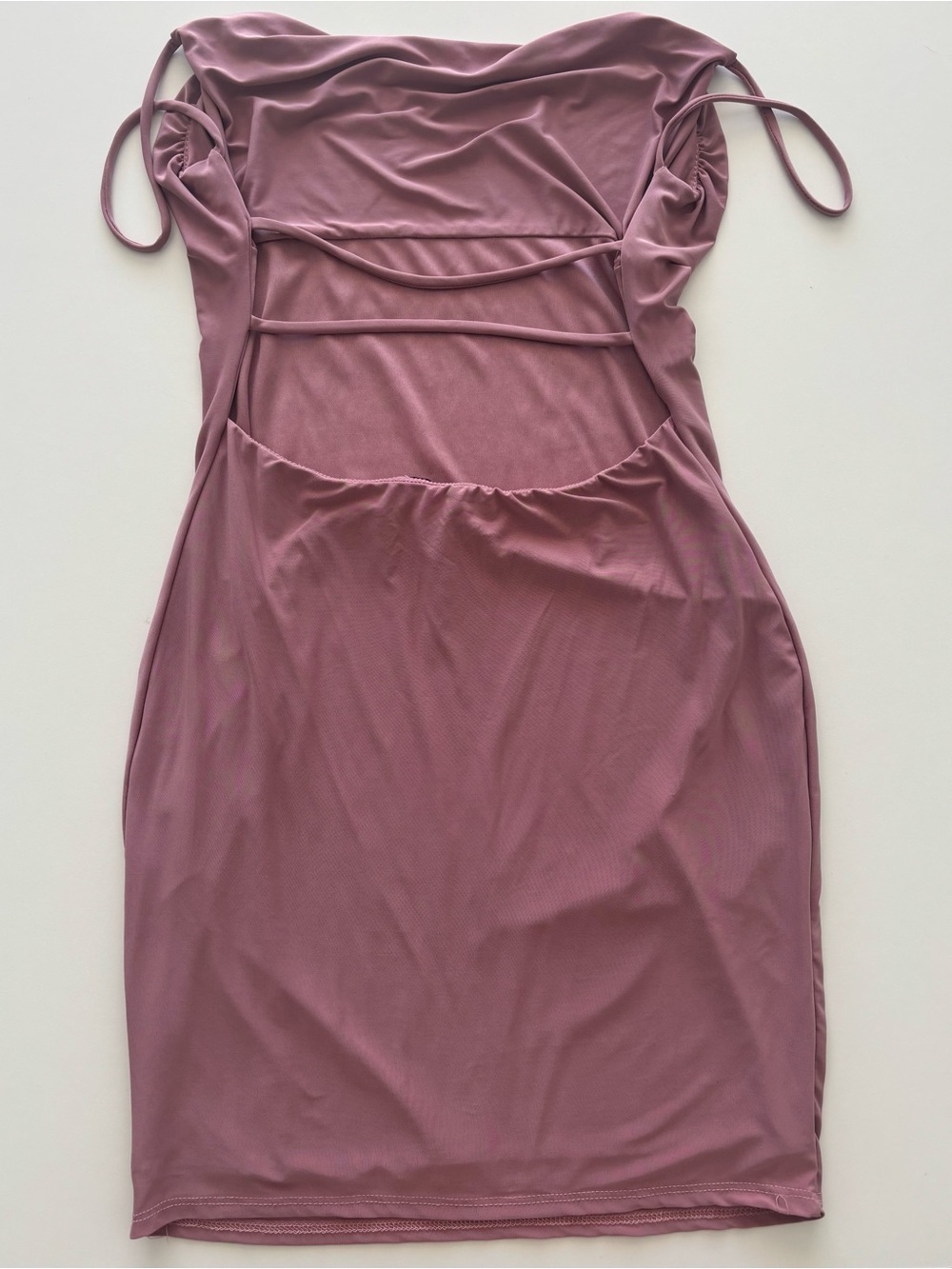 21 Saints Mauve Cowl Neck Ruched Bodycon Mini Dress - Size S - Picture 3 of 3